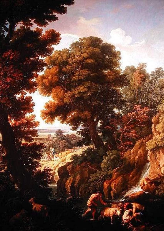 Un paesaggio con pastori